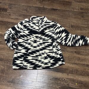 Natural Reflections Black and Cream Patterned Turtleneck Sweater